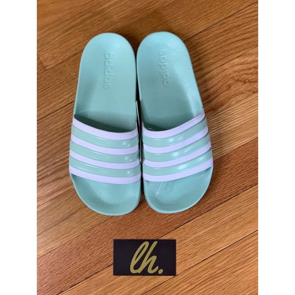 Size 7 Adidas Adilette Shower Slides "Teal White" - Picture 3 of 3